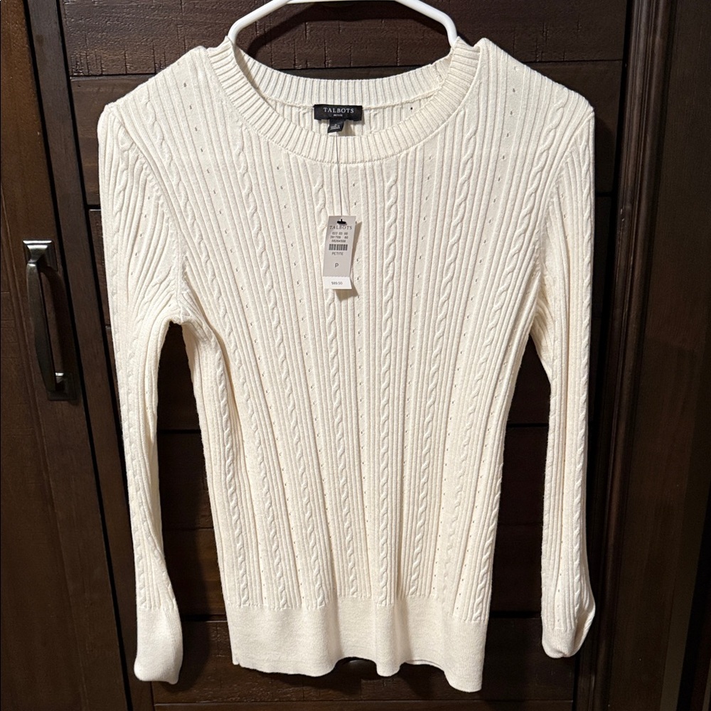 Talbots Women's Ivory Cable Knit Sweater